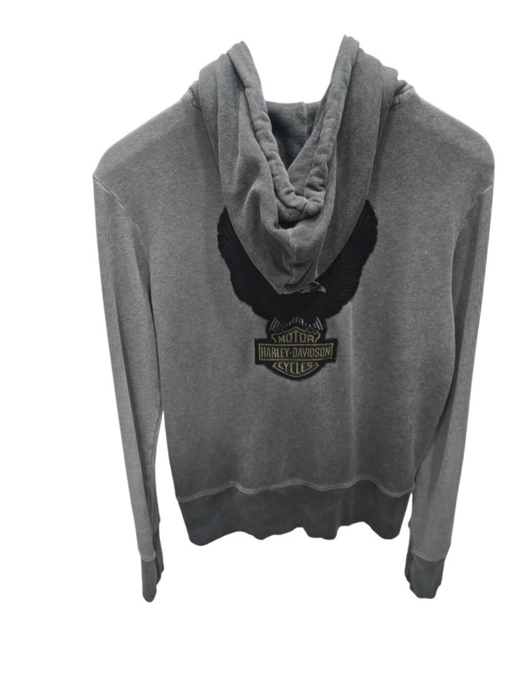 Poshmark: Washed Gray Zip Hoodie Eagle Moto Biker Y2K Grunge Sz M - Picture 2 of 12